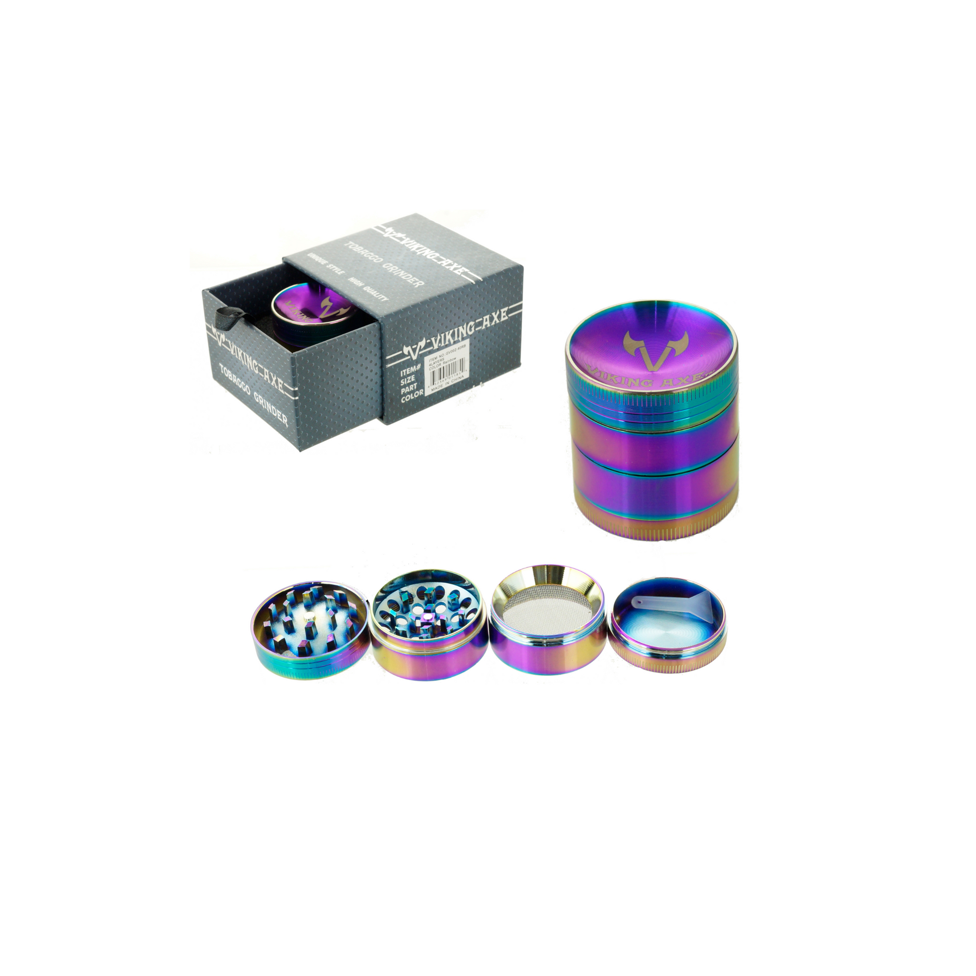 viking axe tobacco grinder 63mm 4 Parts With Double Gear Shape (GV018-63) 2" Viking Axe Herb Grinder