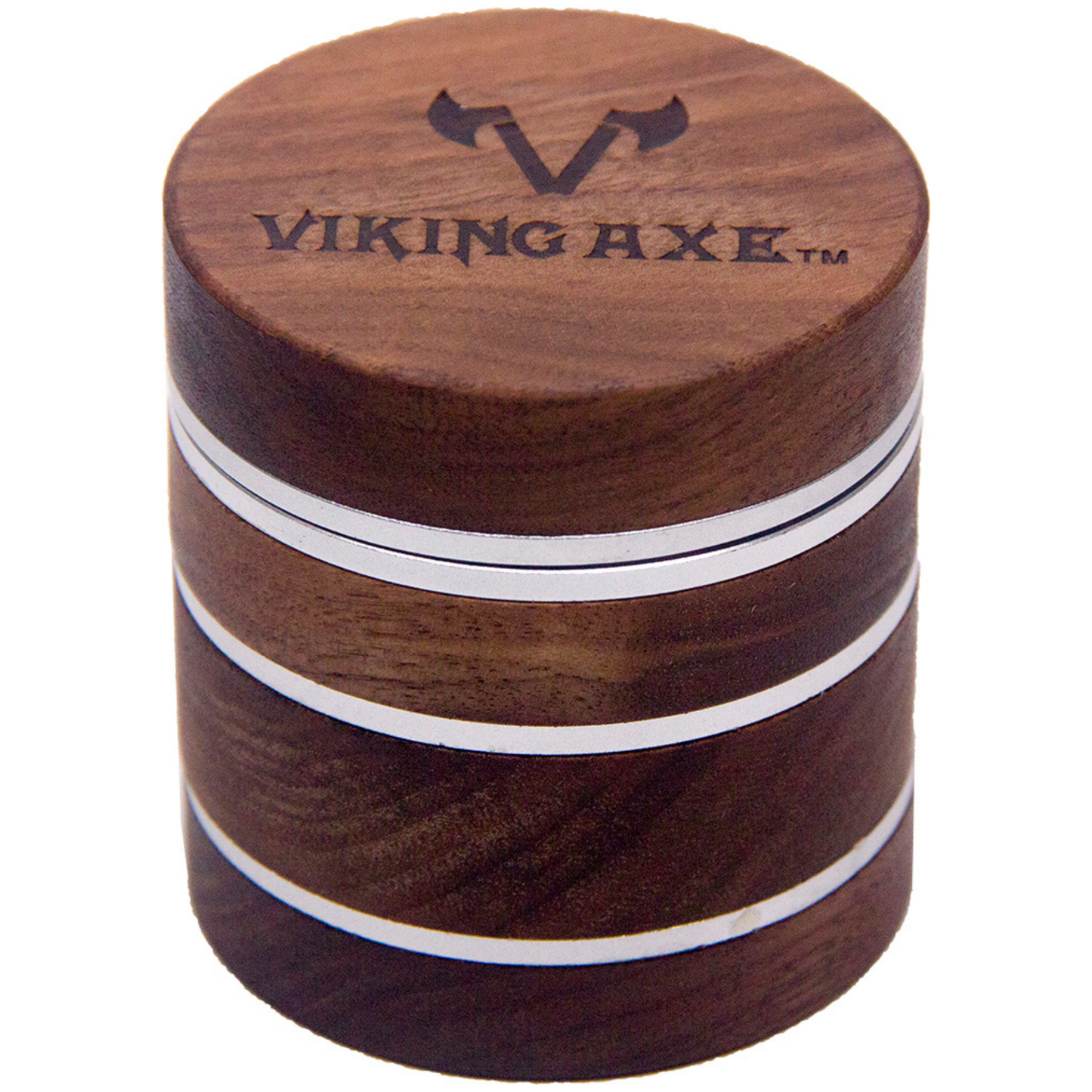 Silver Ulf Viking Axe Grinder - Wood crafted exterior with silver accented threads
