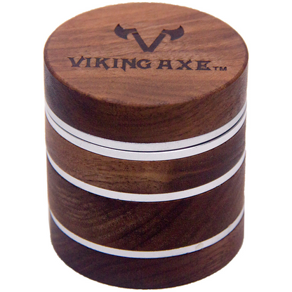 Silver Ulf Viking Axe Grinder - Wood crafted exterior with silver accented threads