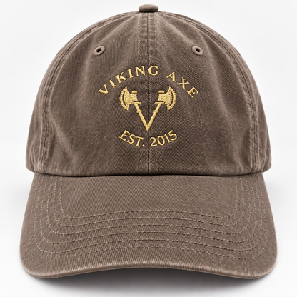 Embroidered Driftwood Relaxed Dad Hat - Viking Axe OG Cap with Logo